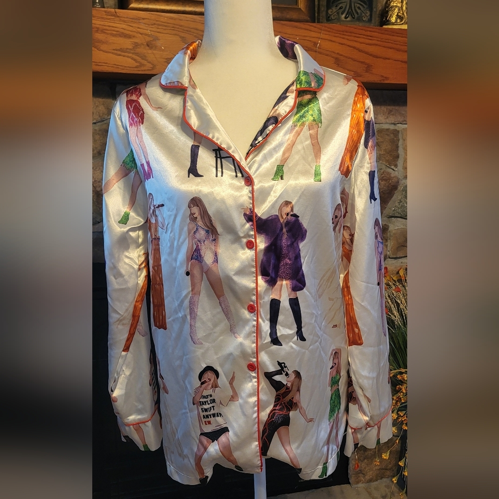 Taylor Swift Inspired Satin Pj Top Small